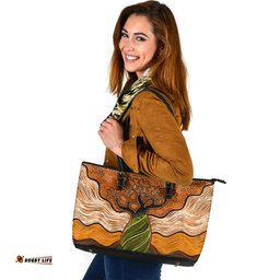 Indigenous Australian Aboriginal Spirit Of The Boab Leather Tote Bag