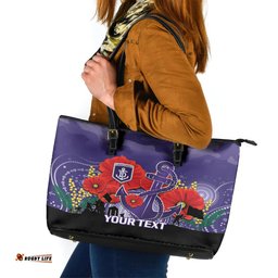Custom Dockers Football ANZAC Leather Tote Bag Gallipoli Camouflage With Poppies