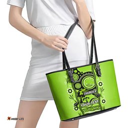 Custom Sydney Thunder Cricket Leather Tote Bag Happy Australia Day Aboriginal Art