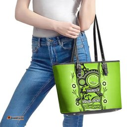 Custom Sydney Thunder Cricket Leather Tote Bag Happy Australia Day Aboriginal Art