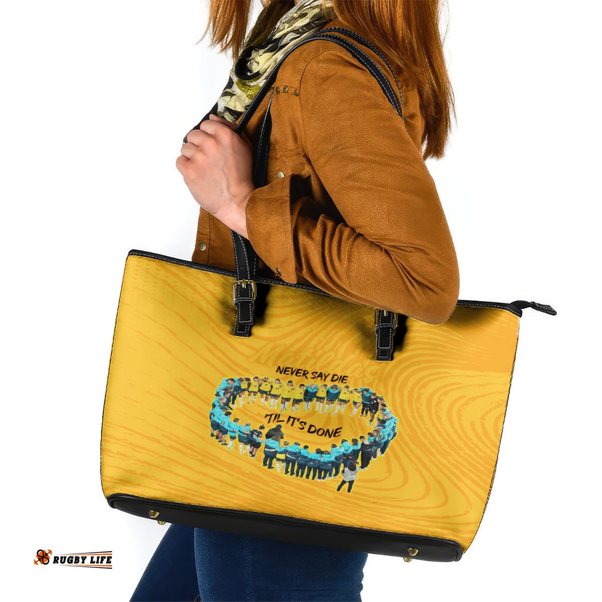 Matildas Til Its Done Custom Leather Tote Bag Australia Womens Soccer Gold Style