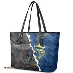 Panthers And Cowboys Rugby Leather Tote Bag Sporty Version