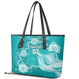 Custom Brisbane Cricket Indigenous Leather Tote Bag Feel The Heat
