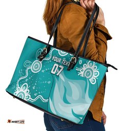 Custom Brisbane Cricket Indigenous Leather Tote Bag Feel The Heat