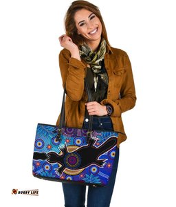 Aboriginal Leather Tote Bag - Indigenous Platypus