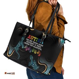Australia Autism Awareness 4 April Aboriginal Lizard Leather Tote Bag