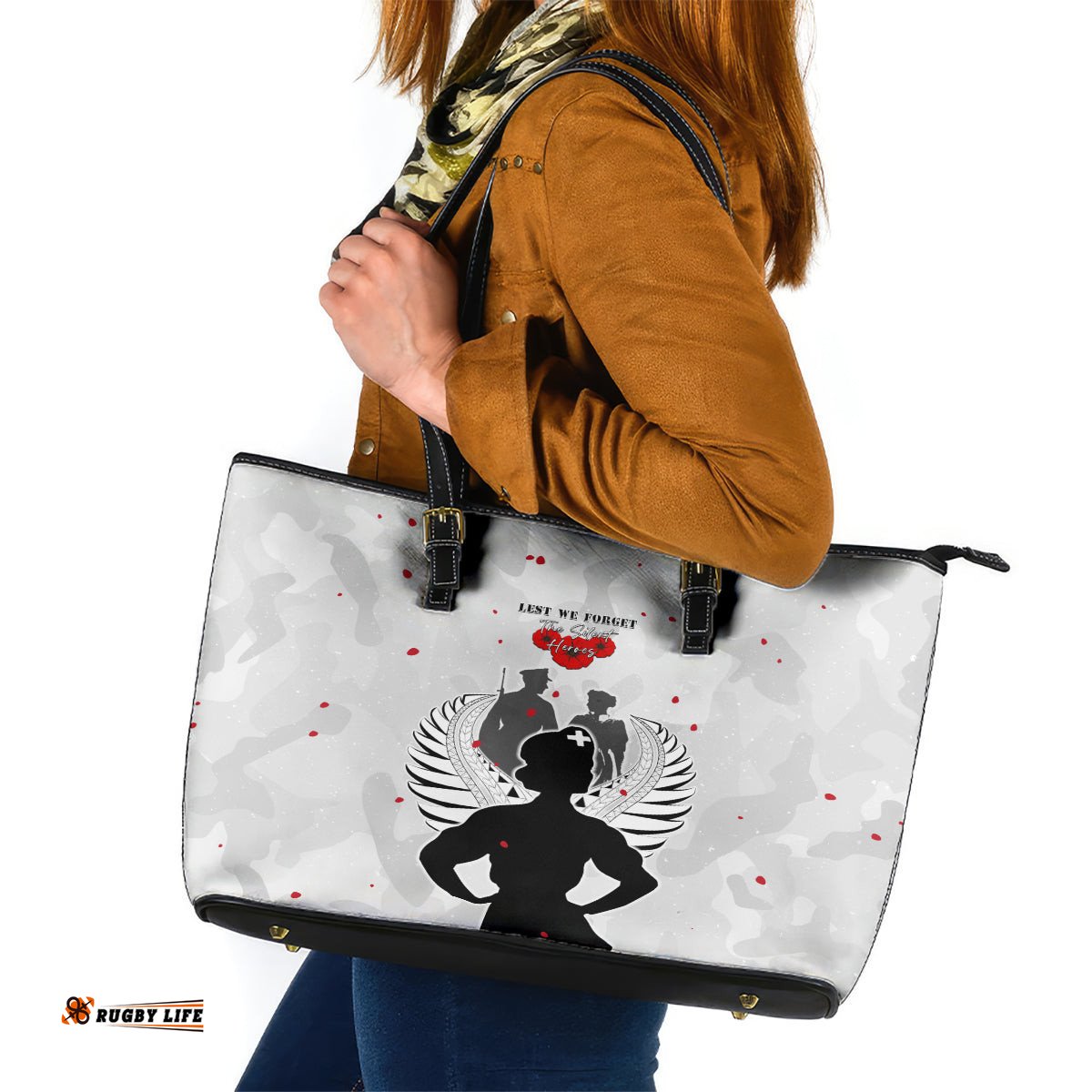 New Zealand ANZAC Day Leather Tote Bag For The Nurse Lest We Forget