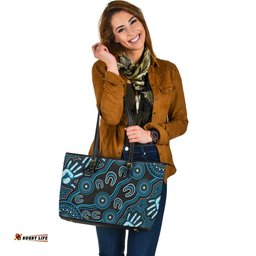 Indigenous Australian Aboriginal Echoes Of The Ancestors Leather Tote Bag