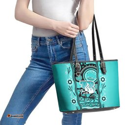 Brisbane Heat Cricket Leather Tote Bag Happy Australia Day Aboriginal Art
