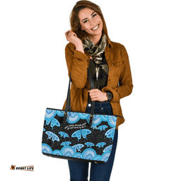 Indigenous Australian Aboriginal Aboriginal Butterflies Art Inspired Blue Leather Tote Bag