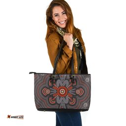 Indigenous Australian Aboriginal Aboriginal Dot Indigenous Art Inspired Leather Tote Bag