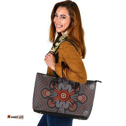 Indigenous Australian Aboriginal Aboriginal Dot Indigenous Art Inspired Leather Tote Bag