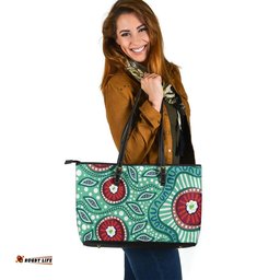 Indigenous Australian Aboriginal Aboriginal Dot Painting Artwork Leather Tote Bag