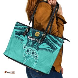 Custom Australia Matildas Leather Tote Bag Polynesian Mix Turquoise Marble