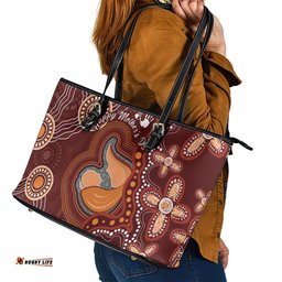 Australia Mother's Day Indigenous Leather Tote Bag Aboriginal Art