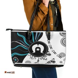 Aboriginal Pattern Torest Strait Island Leather Tote Bag TS04