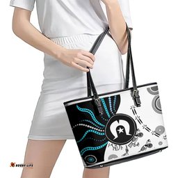 Aboriginal Pattern Torest Strait Island Leather Tote Bag TS04