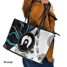Aboriginal Pattern Torest Strait Island Leather Tote Bag TS04
