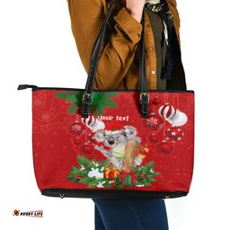 Personalised Koala Lover Leather Tote Bag Australia Koalaty Merry Christmas Aboriginal