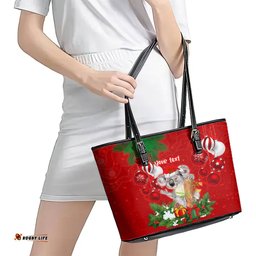 Personalised Koala Lover Leather Tote Bag Australia Koalaty Merry Christmas Aboriginal
