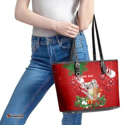 Personalised Koala Lover Leather Tote Bag Australia Koalaty Merry Christmas Aboriginal
