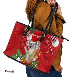 Personalised Koala Lover Leather Tote Bag Australia Koalaty Merry Christmas Aboriginal