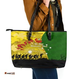 Australia Cricket ANZAC Day 2024 Leather Tote Bag Australian Army Camouflage With Poppies