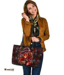 Aboriginal Leather Tote Bag - Indigenous Fish Hand Art