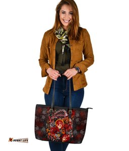 Aboriginal Leather Tote Bag - Indigenous Fish Hand Art