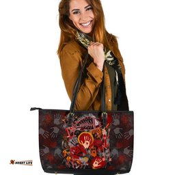 Aboriginal Leather Tote Bag - Indigenous Fish Hand Art