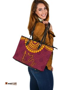 Aboriginal Leather Tote Bag - Aboriginal Snake And Alligator