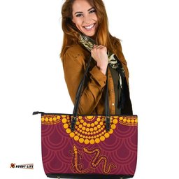 Aboriginal Leather Tote Bag - Aboriginal Snake And Alligator
