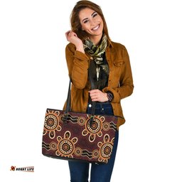 Indigenous Australian Aboriginal Aboriginal Dot Pattern Painting Art Leather Tote Bag