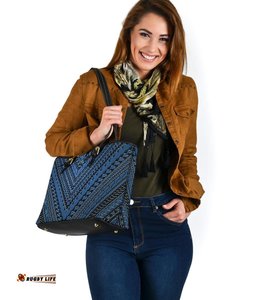 Tribal Tattoo Leather Tote Bag, Small