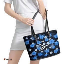 Australian Strikers Cricket Leather Tote Bag Baeuty Pacific Hibiscus and Polynesian Pattern
