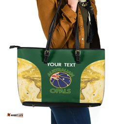 Custom Australia Basketball Leather Tote Bag Go Champions Aussie Opals National Color
