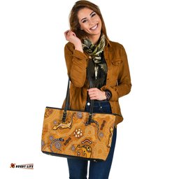 Indigenous Australian Aboriginal Aboriginal Animal Tracks Across Desert Songlines Leather Tote Bag