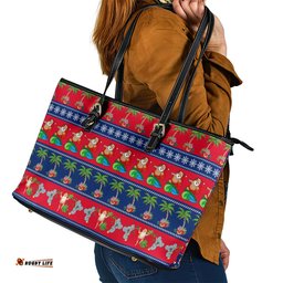 Australia Christmas Leather Tote Bag Aussie Santa Claus Beach Xmas Vibes