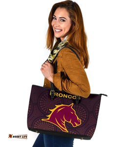 Brisbane Large Leather Tote Bag Broncos Simple Indigenous