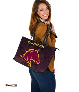 Brisbane Large Leather Tote Bag Broncos Simple Indigenous