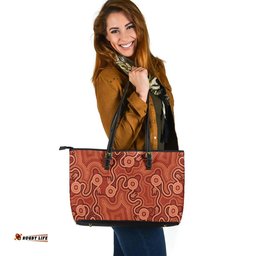 Indigenous Australian Aboriginal Aboriginal Journey Symbols Of The Desert Dreaming Leather Tote Bag