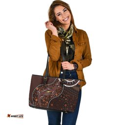 Indigenous Australian Aboriginal Aboriginal Inspired Lizard With Dot Painting Pattern Leather Tote Bag