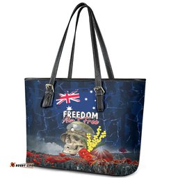 Australia ANZAC Day Leather Tote Bag Freedom Ain't Free