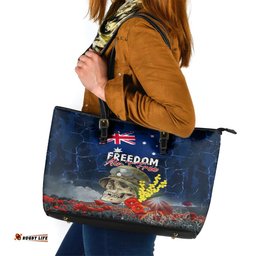 Australia ANZAC Day Leather Tote Bag Freedom Ain't Free