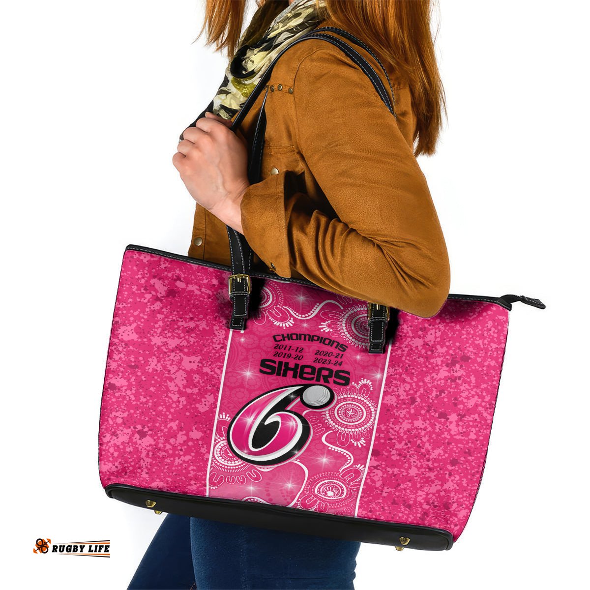 Custom Sydney Sixers Cricket Leather Tote Bag The Fourth Time Champions Aboriginal