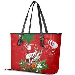 Personalised Kangaroo Lover Leather Tote Bag Australia Merry Christmas Aboriginal