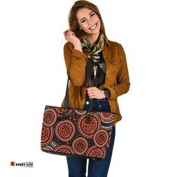 Indigenous Australian Aboriginal Background Featuring Indigenous Dot Art Leather Tote Bag