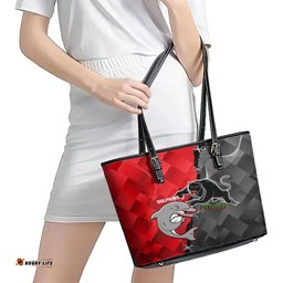 Panthers And Dolphins Leather Tote Bag Sporty Version