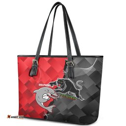Panthers And Dolphins Leather Tote Bag Sporty Version