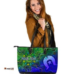 Custom Aboriginal Leather Tote Bag , Torres Strait Islands Flag